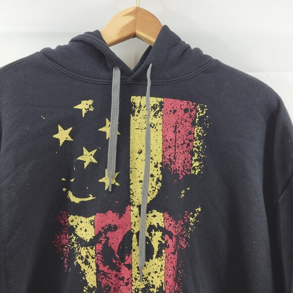 Grunt Style GS Hoodie Black Skull Flag Patriot USA Mens Large - Picture 2 of 9